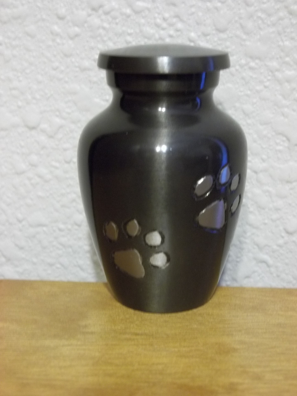 Slate w/Pewter WalkingPaw Prints Solid Brass Keepsake Token Mini Pet Urn~Cat/Dog