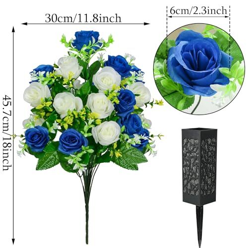 Artificial Cemetery Flowers, Grave Memorial Flowers with Vase, DBW18T