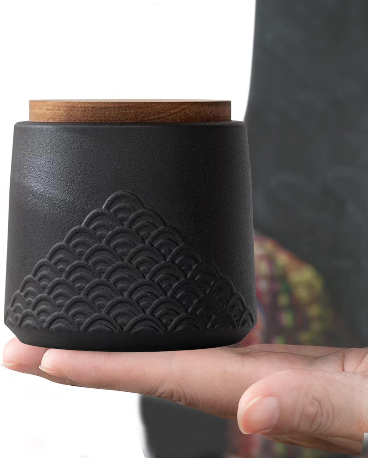 Nsonline Black Small Urn Ashes Keepsake Ceramic 4.3 in High 30 Cubic Inches | 30