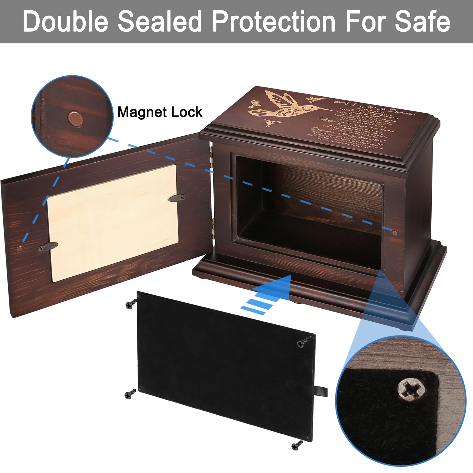 Cremation Urns for Ashes, Wooden Picture Frame Caskets, Holds 250 LBS