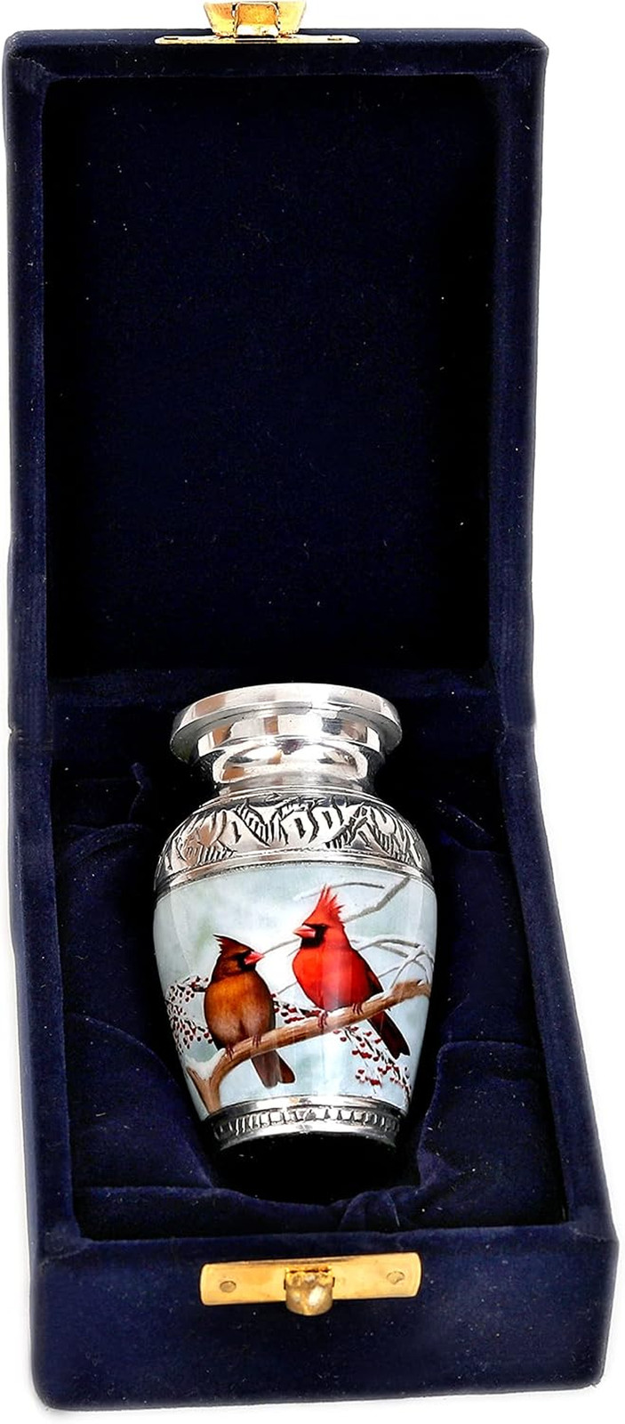Cardinal Couple Bird Keepsake Urn – Engraved Mini Memorial Urn for Human Ashes w