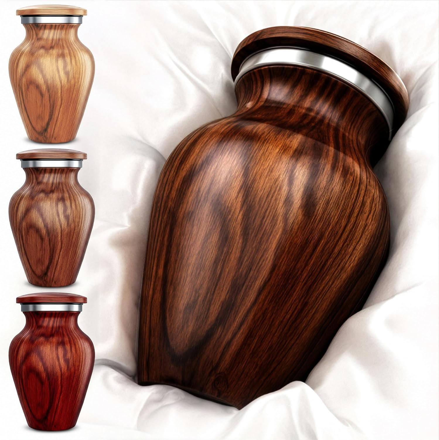 Small Keepsake Urn for Human Ashes – Cherry Wood Appearance Memorial – Handcraft