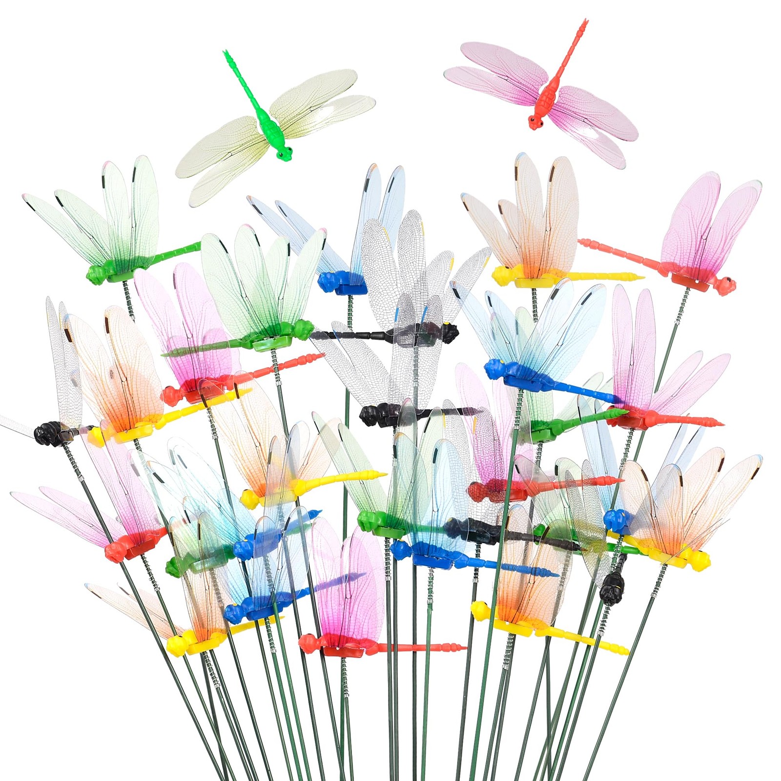 25 Pcs Dragonfly Garden Stakes 3D Waterproof Outdoor Decor for Plants