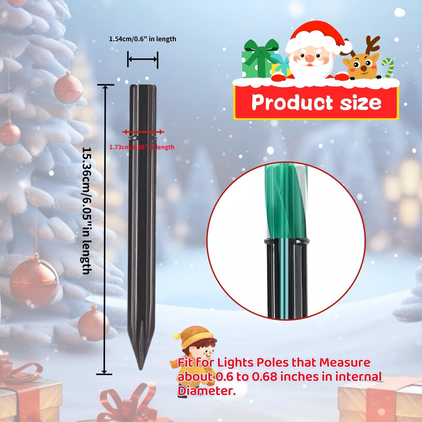 24 PCS 0.686.05 Inch Plastic Ground Spike Marker Replacement Candy Cane Light