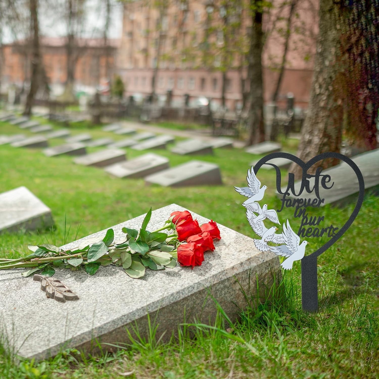 Sympathy Plaque for Wife – Durable Outdoor Memorial Stake for Gardens and Graves