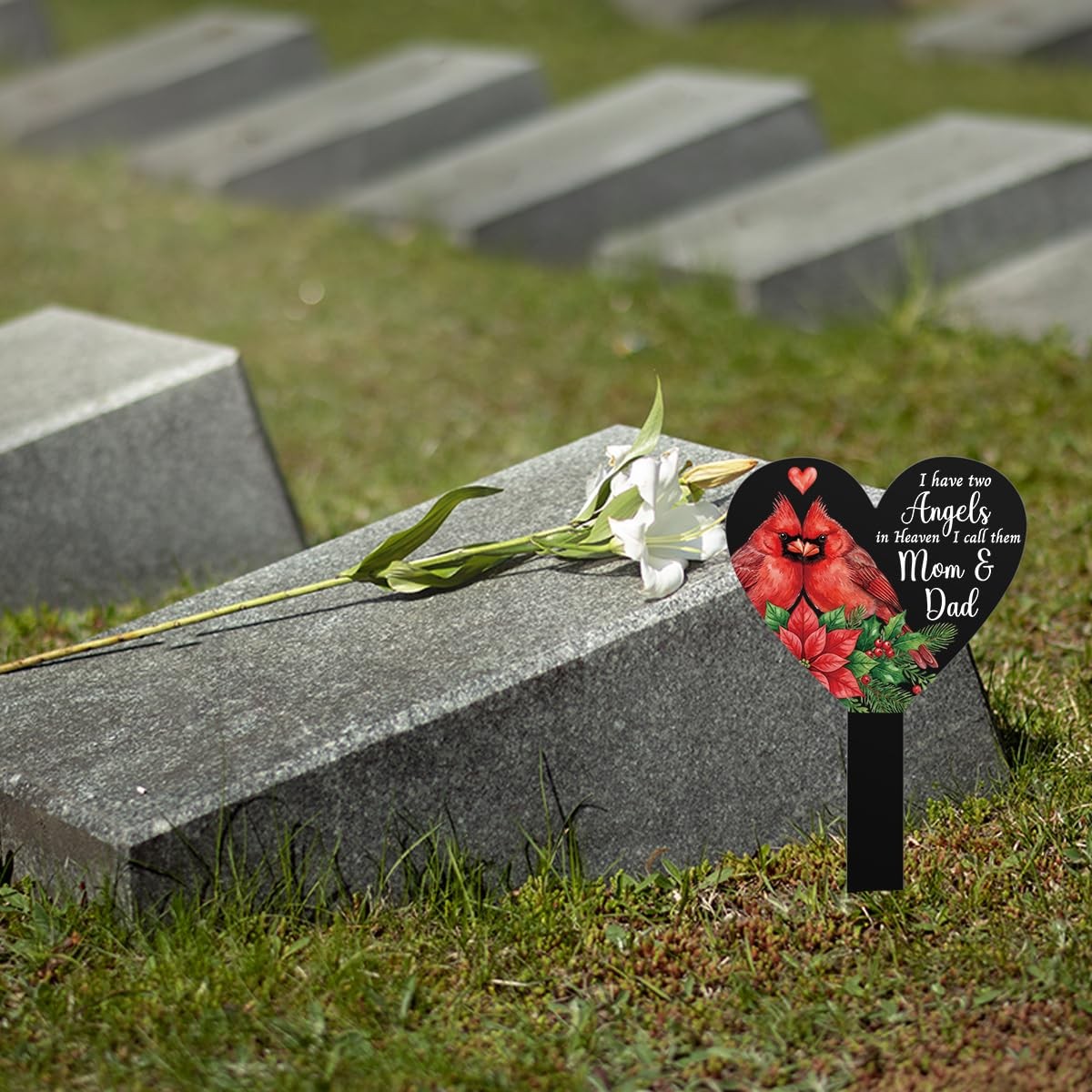 Cardinal Grave Markers for Cemetery Memorials, Sympathy Gifts for Parents
