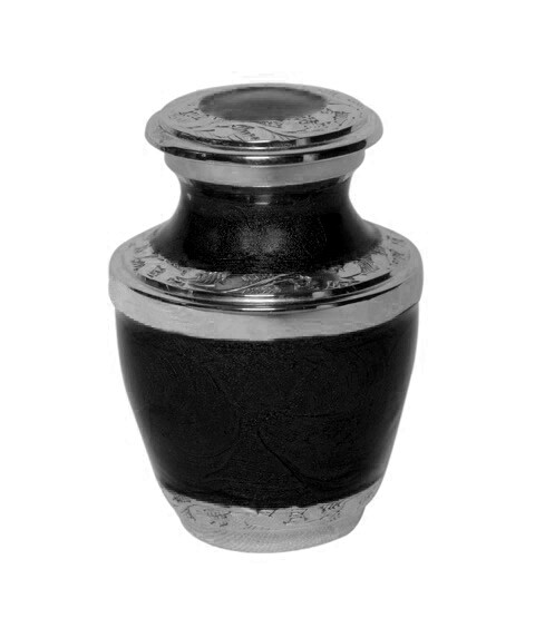 Small/Keepsake 3 Cubic Inches Mother of Pearl Black Brass Funeral Cremation Urn