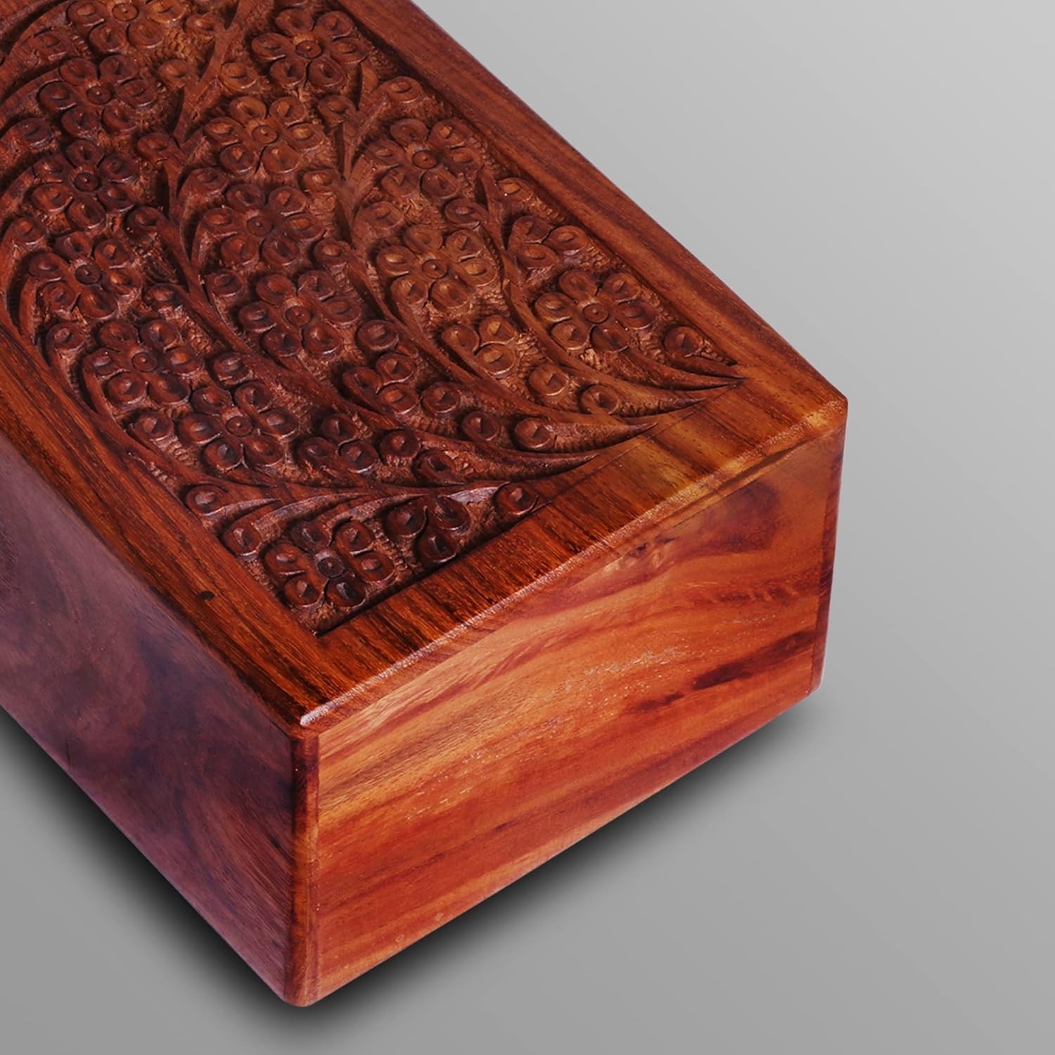 Versatile Brown Wooden Ashes Box for Infant & Pet – Elegant Sliding Urn 5x3x2.25