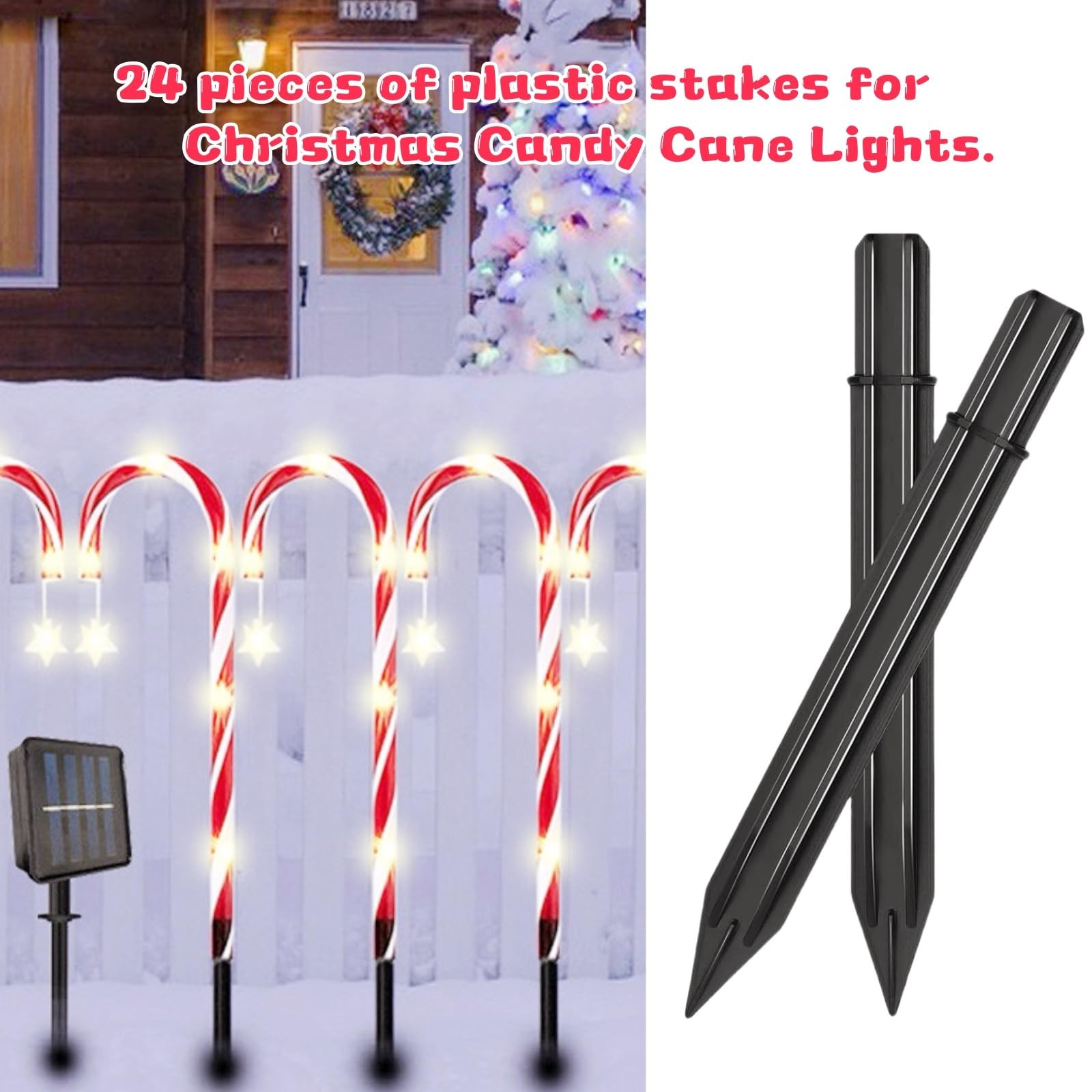 24 PCS 0.686.05 Inch Plastic Ground Spike Marker Replacement Candy Cane Light
