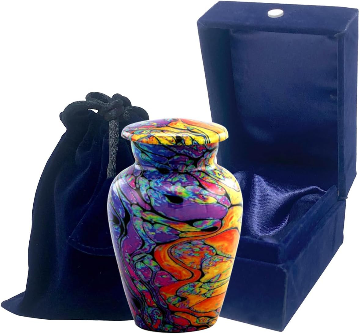Modern Print Keepsake Urn – Colorful Mini Cremation Urn for Ashes – Handcrafted