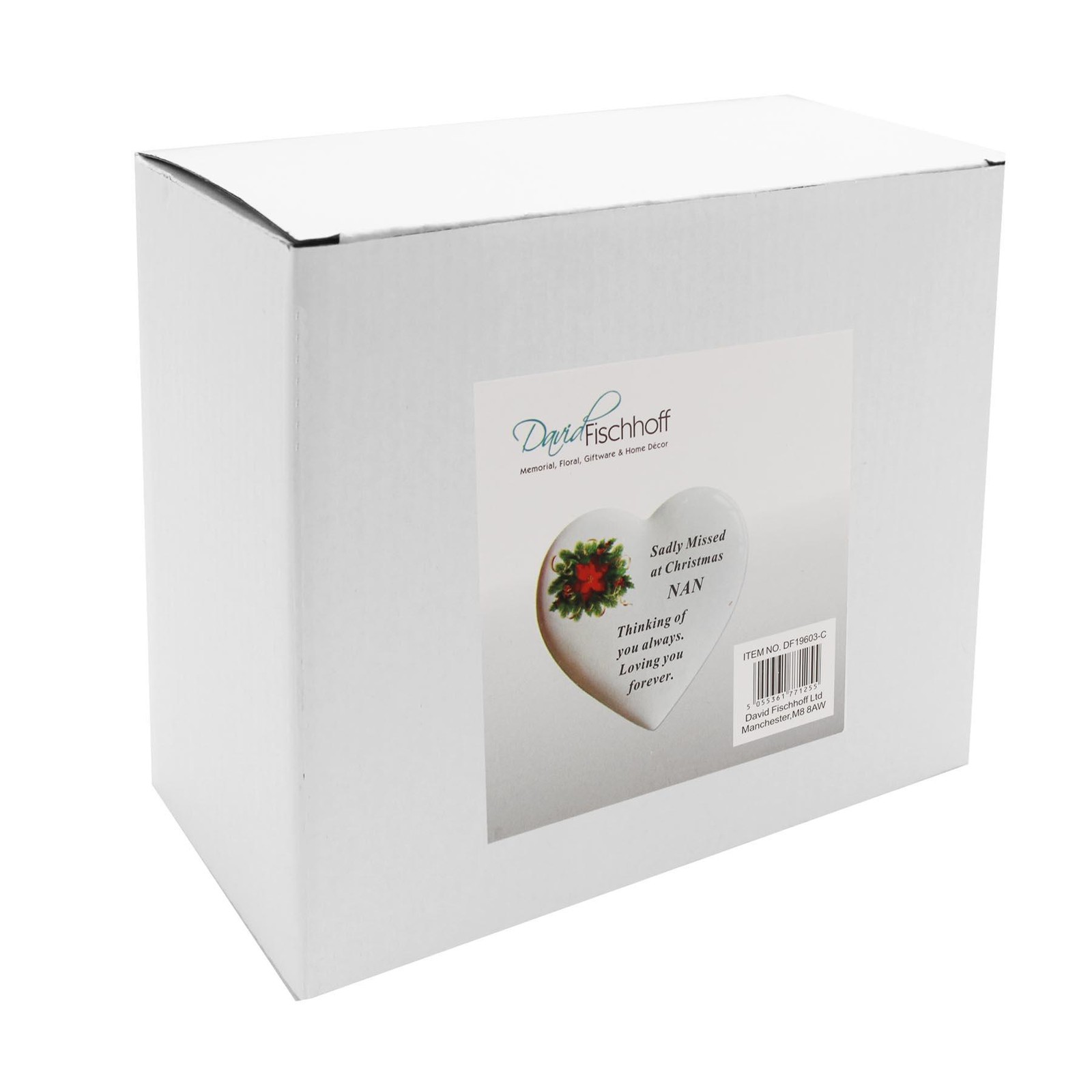 Christmas Memorial Heart Plaque Graveside Poinsettia Detail – Nan