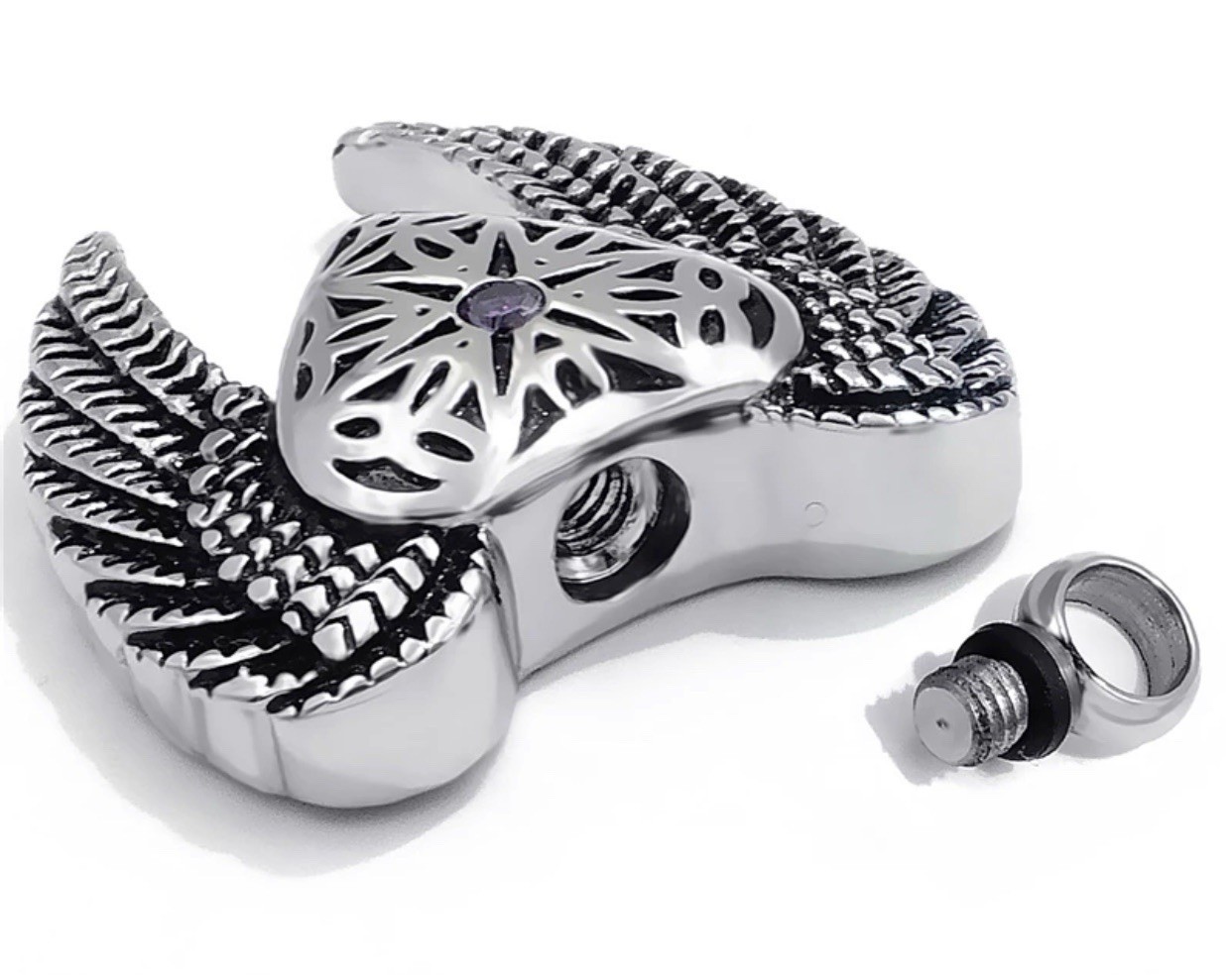 Heart Cremation Urn Necklace for Ashes Angel Wing Jewelry Memorial Pendant and 1