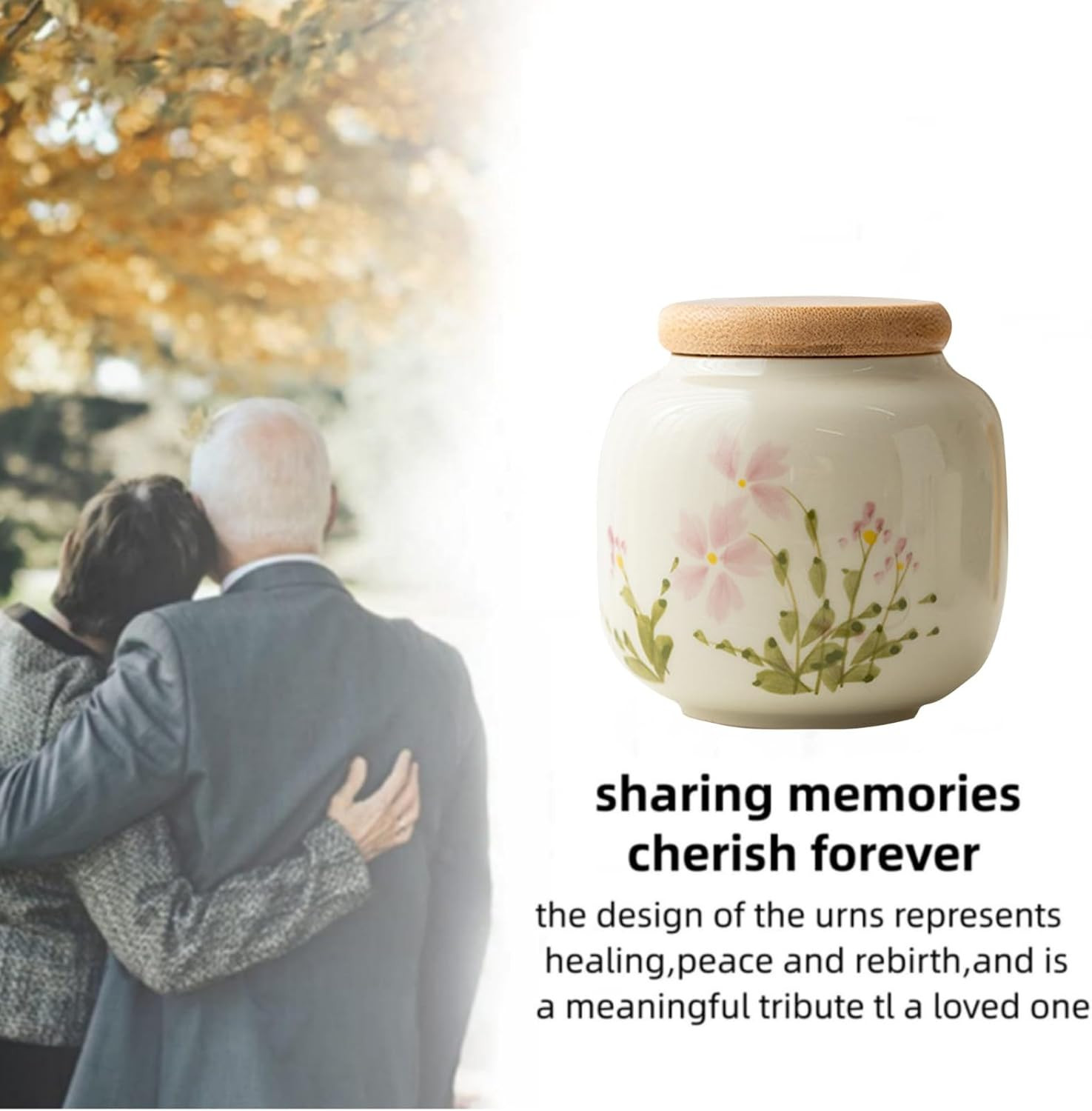 Small Urn Ashes Keepsake Daisy Flower Ceramic 3Inhigh 10Cubic Inches | 10 Lb Dec