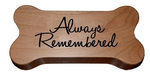 Always Remembered Wood Dog Bone Memorial Urn-New with Box-Free Shipping