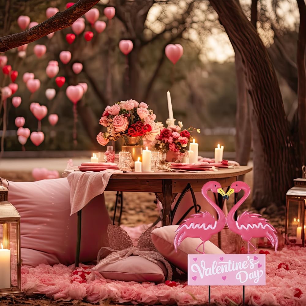 Valentines Day Decorations Outdoor, Metal Flamingos Decorative Garden Stakes …