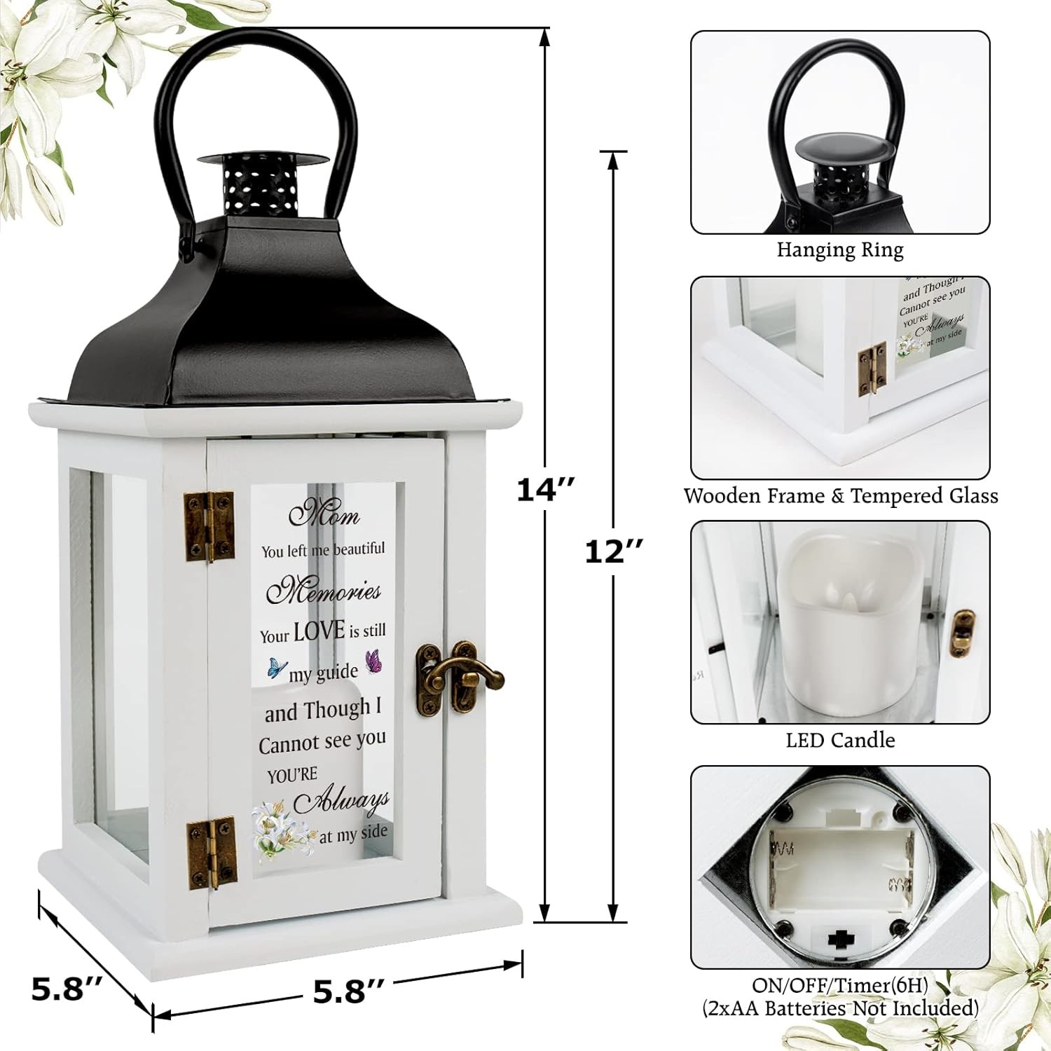 Memorial Lantern – Bereavement Sympathy Gifts for Loss of Mother Memorial Gifts