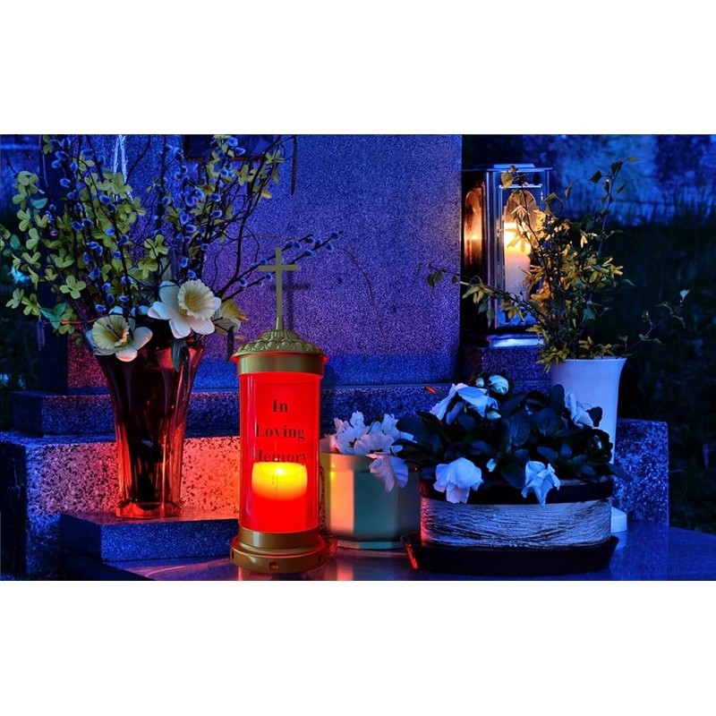 Cemetery Vigil Light Outdoor Memorial Lantern Weather Resistant Grave Decoration
