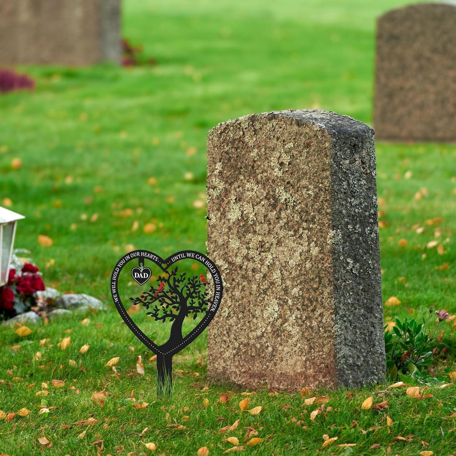 Heartfelt Memorial Grave Sign – Dad Tribute with Cardinal Design, 11×7.9 Inches