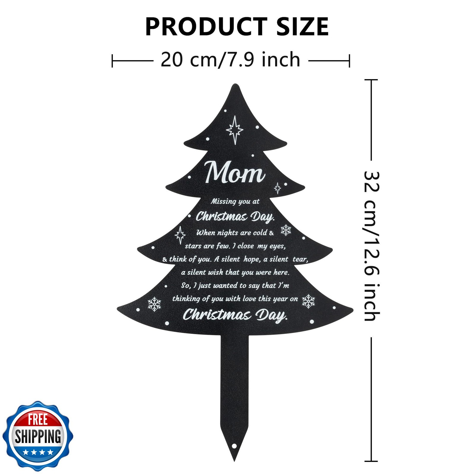 BUoonyer Christmas Grave Decorations for Cemetery – Mom Metal Memorial Grave