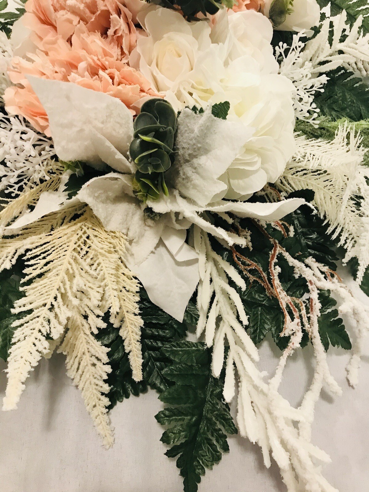 Pink And White Silk Flowers For Cemetery Grave Marker/bevel, Memorial Flowers