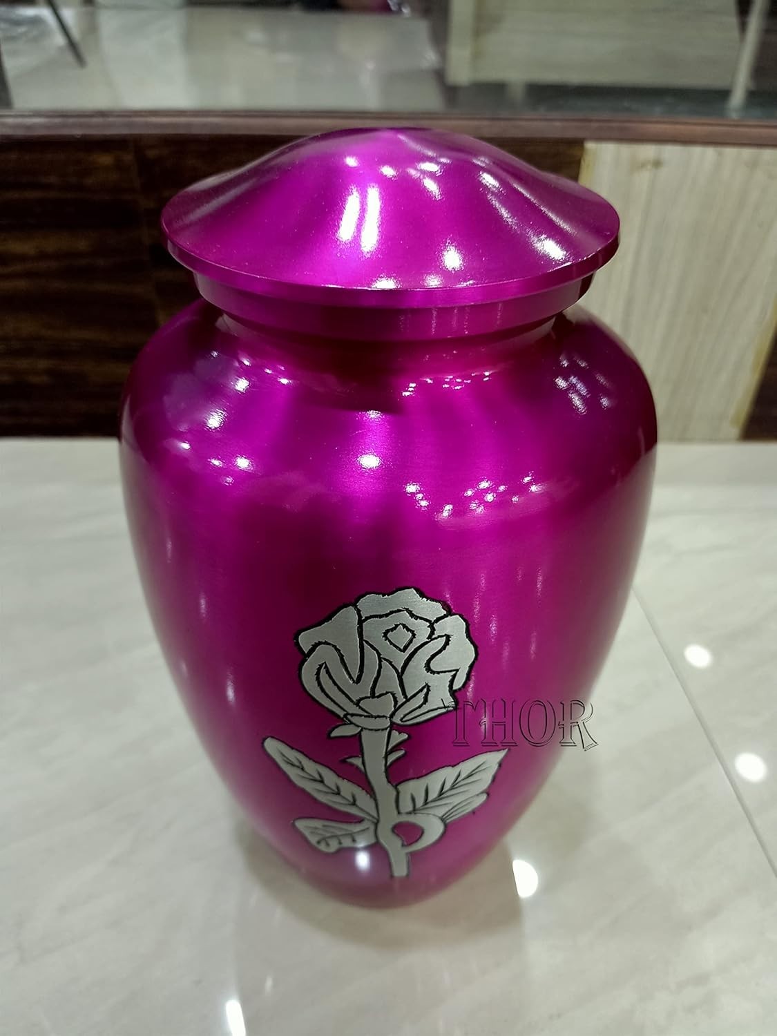 Large Pink & Silver Rose Patterned/Urn for Adult Urns Rose Cremation Urn/Colorfu