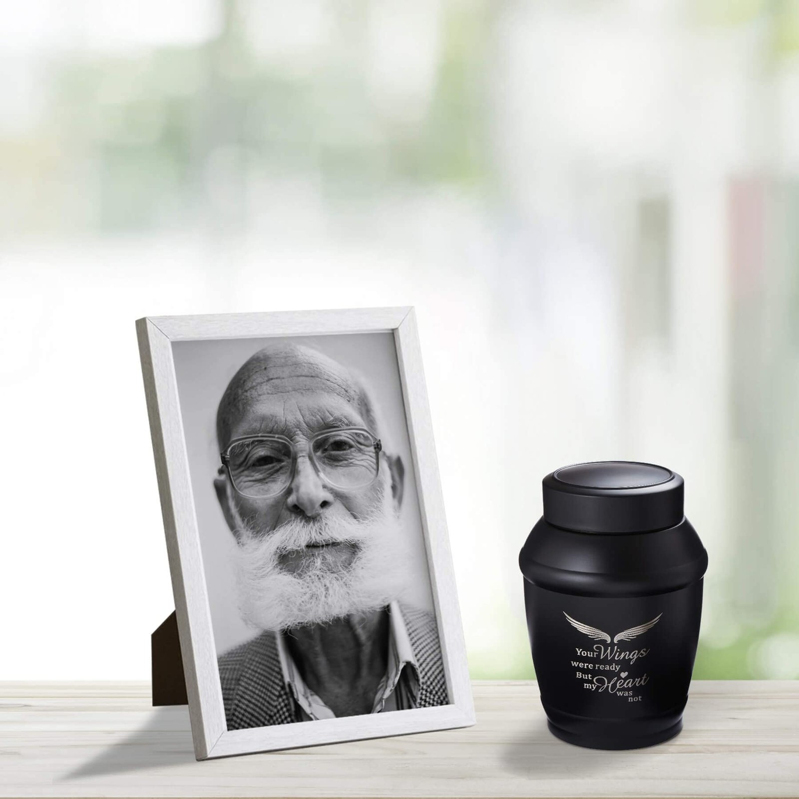 5.7 Inches Medium Size Urns for Human Ashes Adult Male,Black Angel Wings Crem…