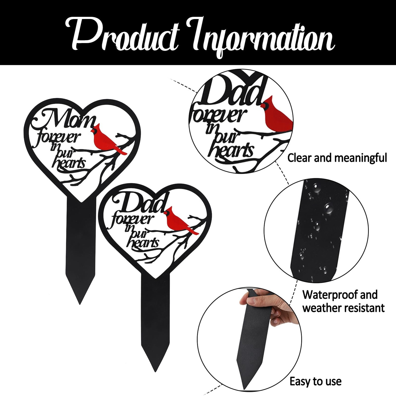 Father’S Day Dad Memorial Grave Markers for Cemetery Cardinals Heart Memorial Pl