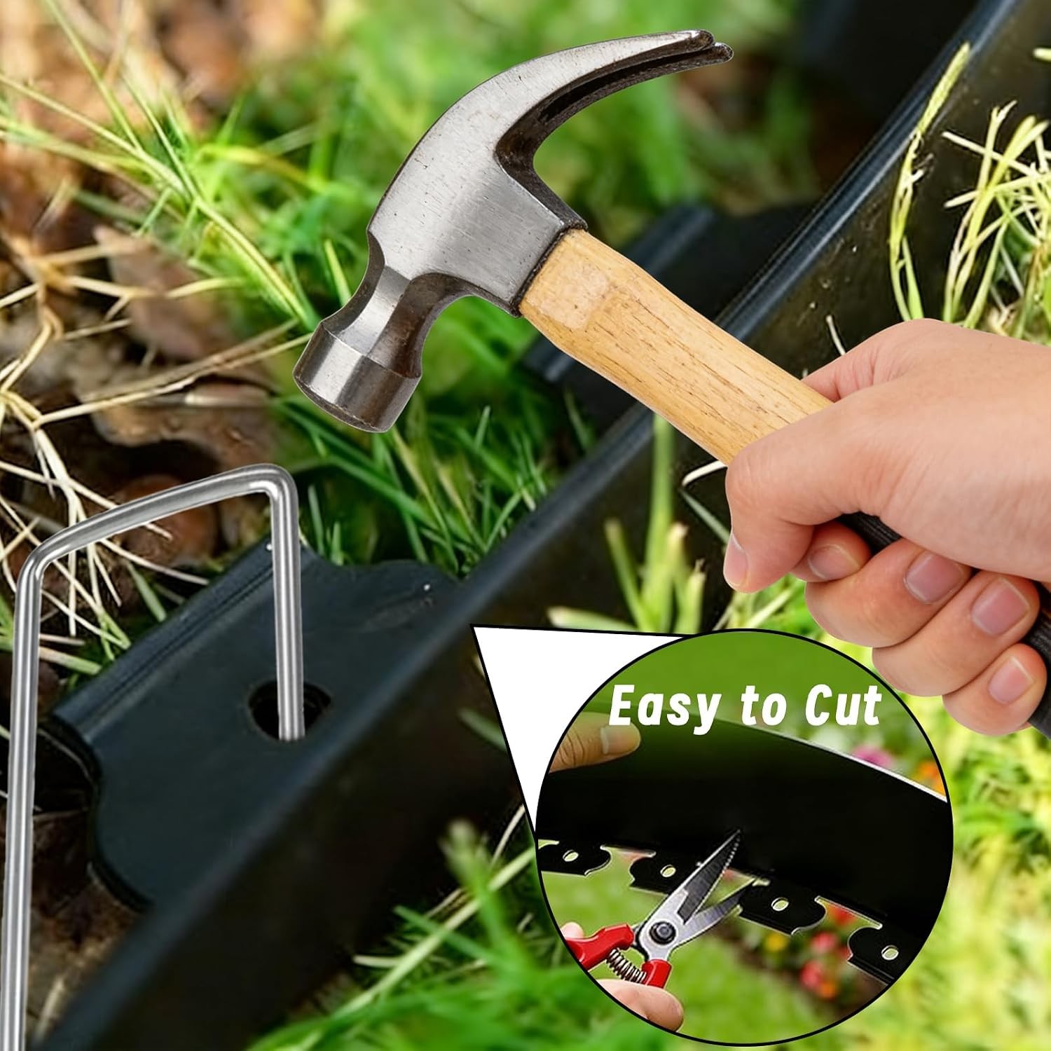 98FT Landscape Edging 3 Inch Garden Edging Border W/ 150 Spikes Flexible Lawn