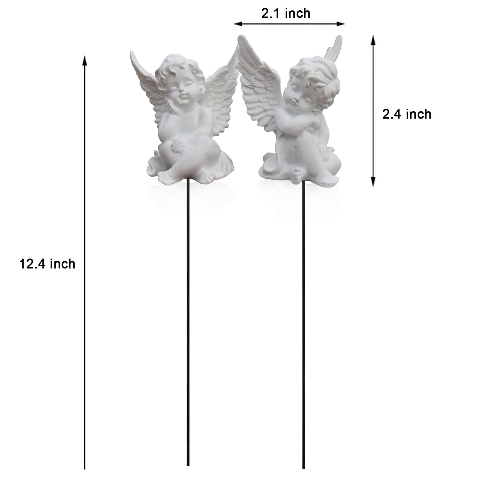 Set Of 2 Decorative Garden Stakes Small Angel & Cherub Memorial Ornaments