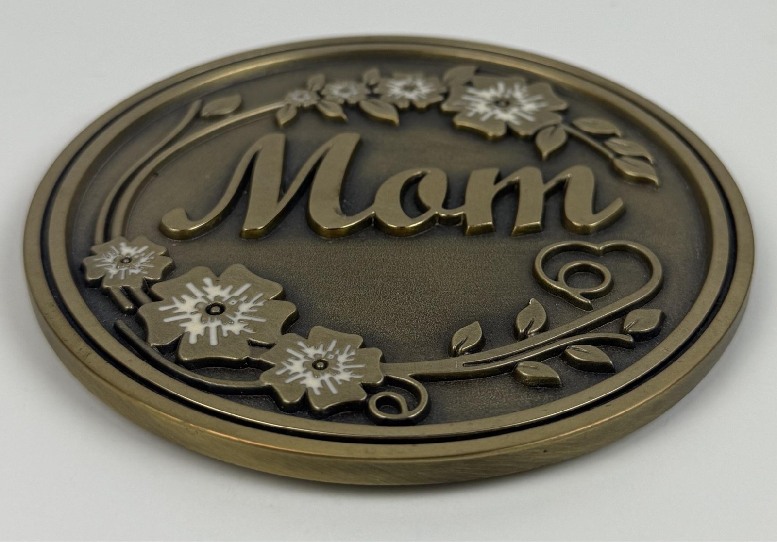 Batesville LifeStories Mom Bronze Floral Medallion Nameplate Hand Crafted Plaque