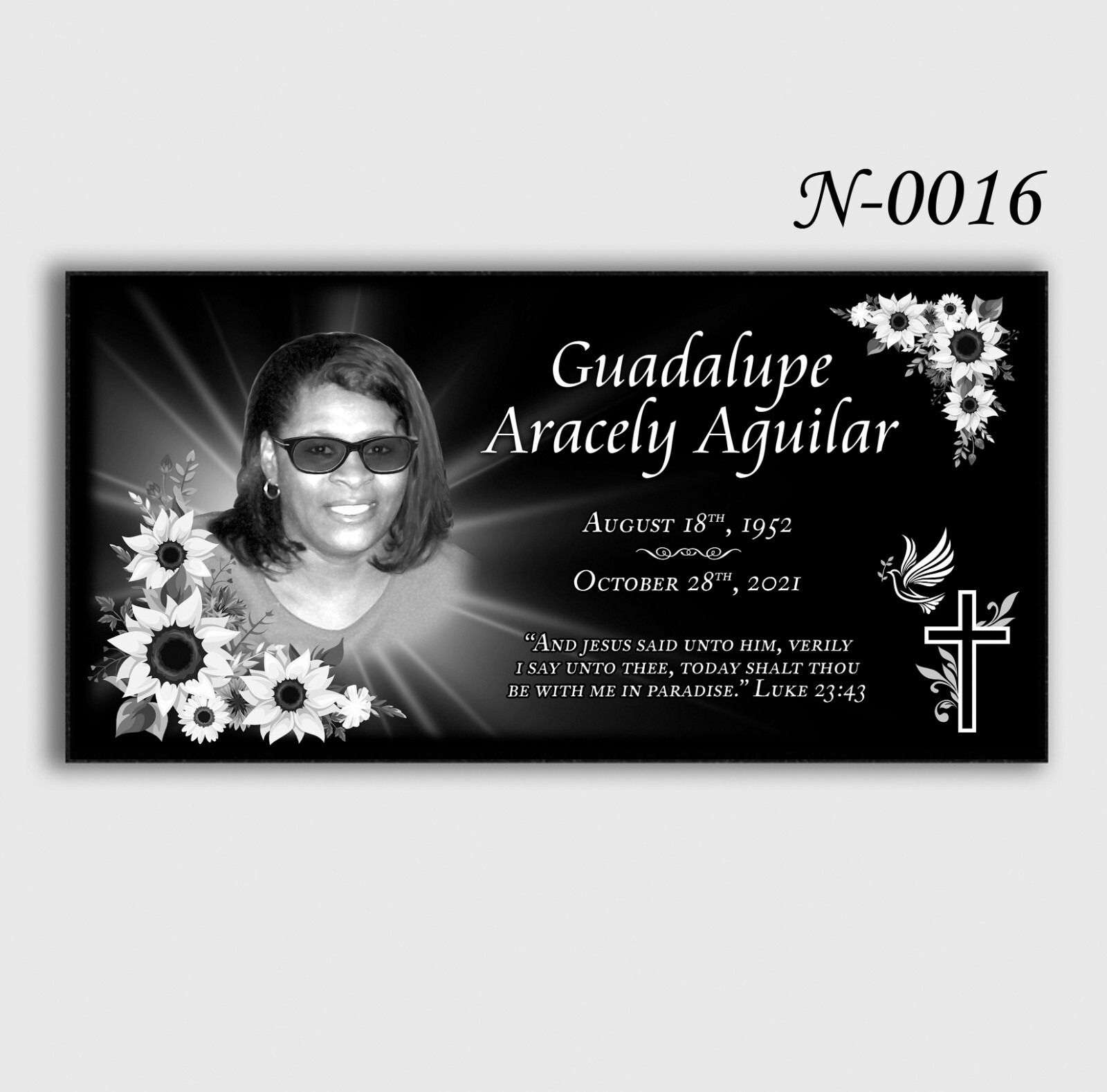 Headstone Tombstone 24x12x4 inches Solid Black Granite Diamond Engraved