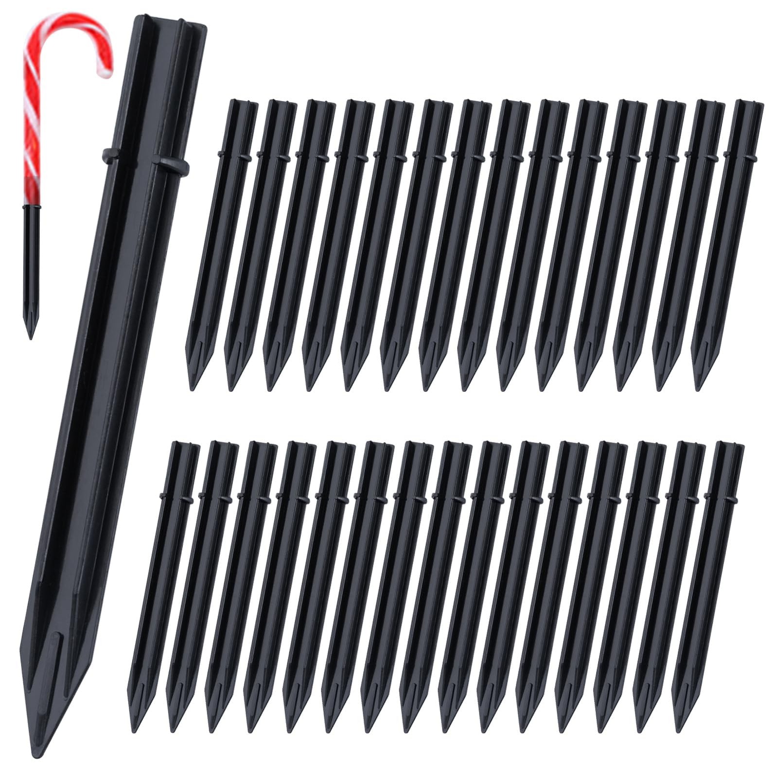 30 PCS 6.1 Inch Plastic Replacement Stakes for Solar Pathway Candy Cane Light