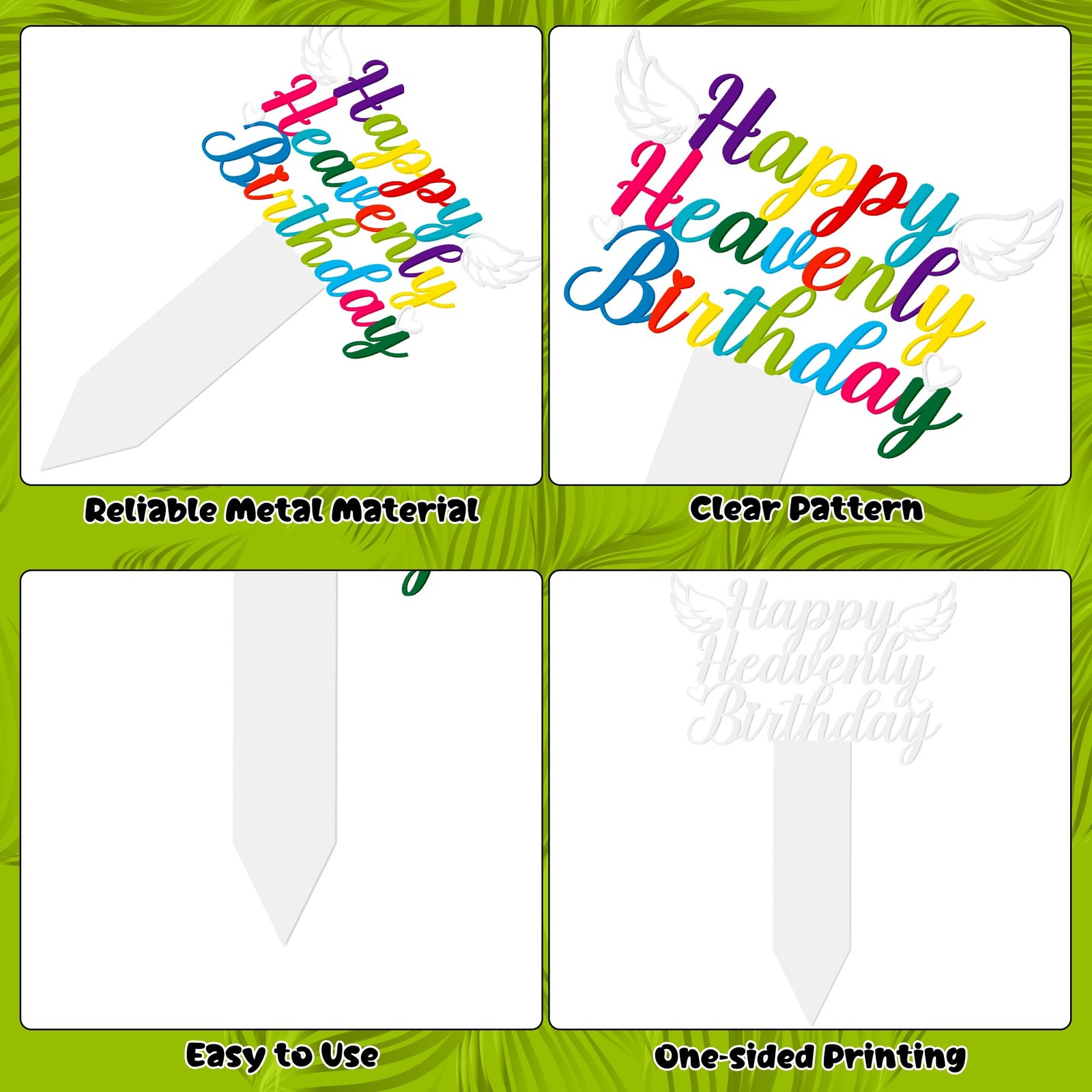 Happy Birthday in Heaven Metal Grave Marker – Sympathy Plaque for Cemetery Decor
