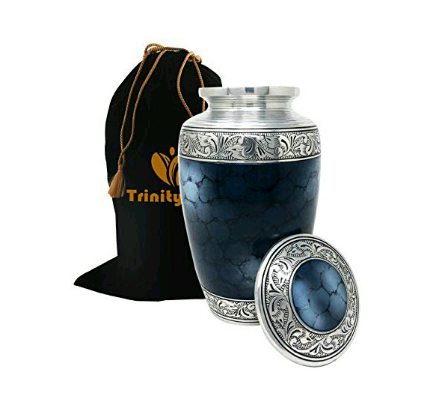 Brass Art Wares Handcrafted Aluminum Mediterranean Mystic Blue Adult Urn