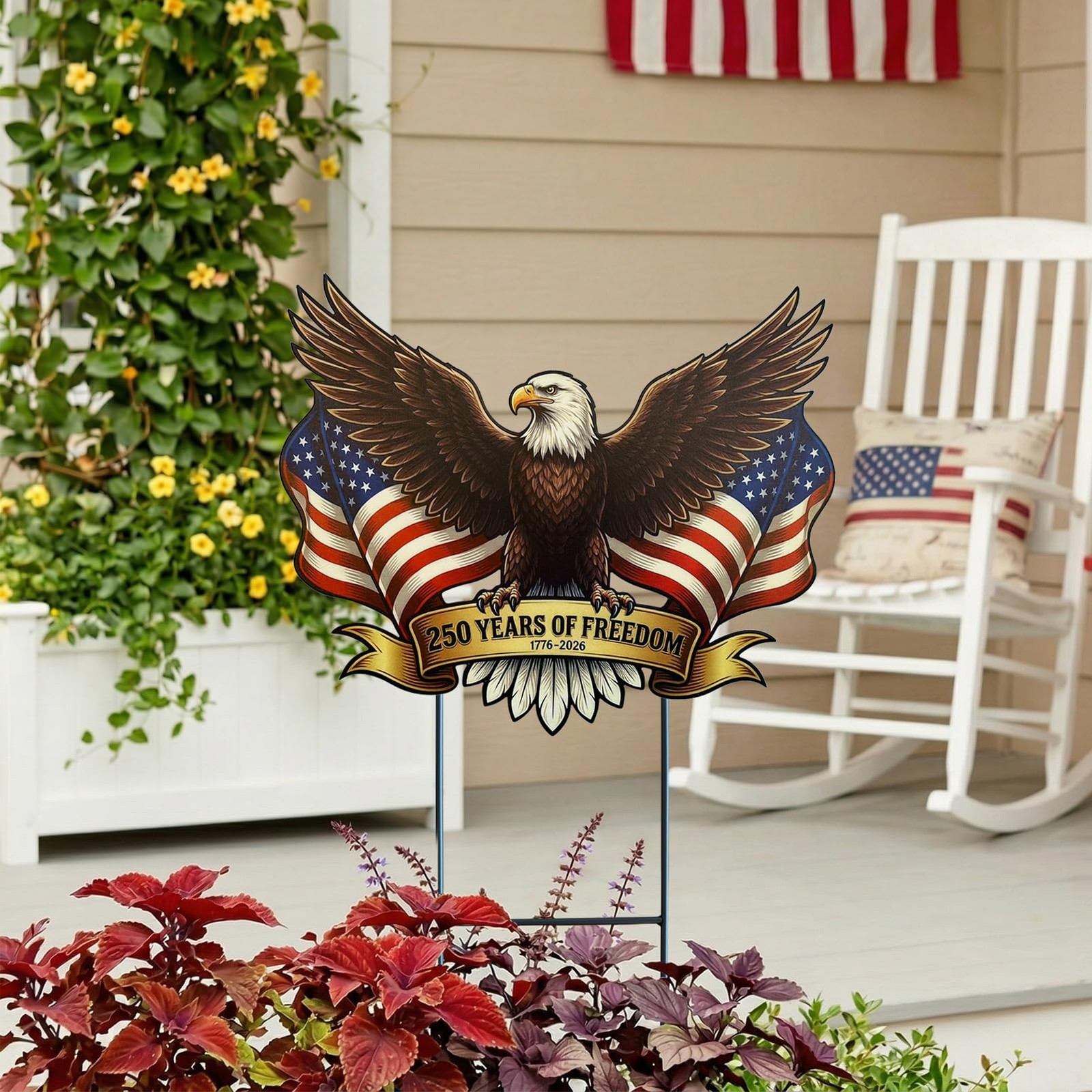 4th of July Decorations Outdoor,25.1″ 250th Anniversary Patriotic Eagle Metal…