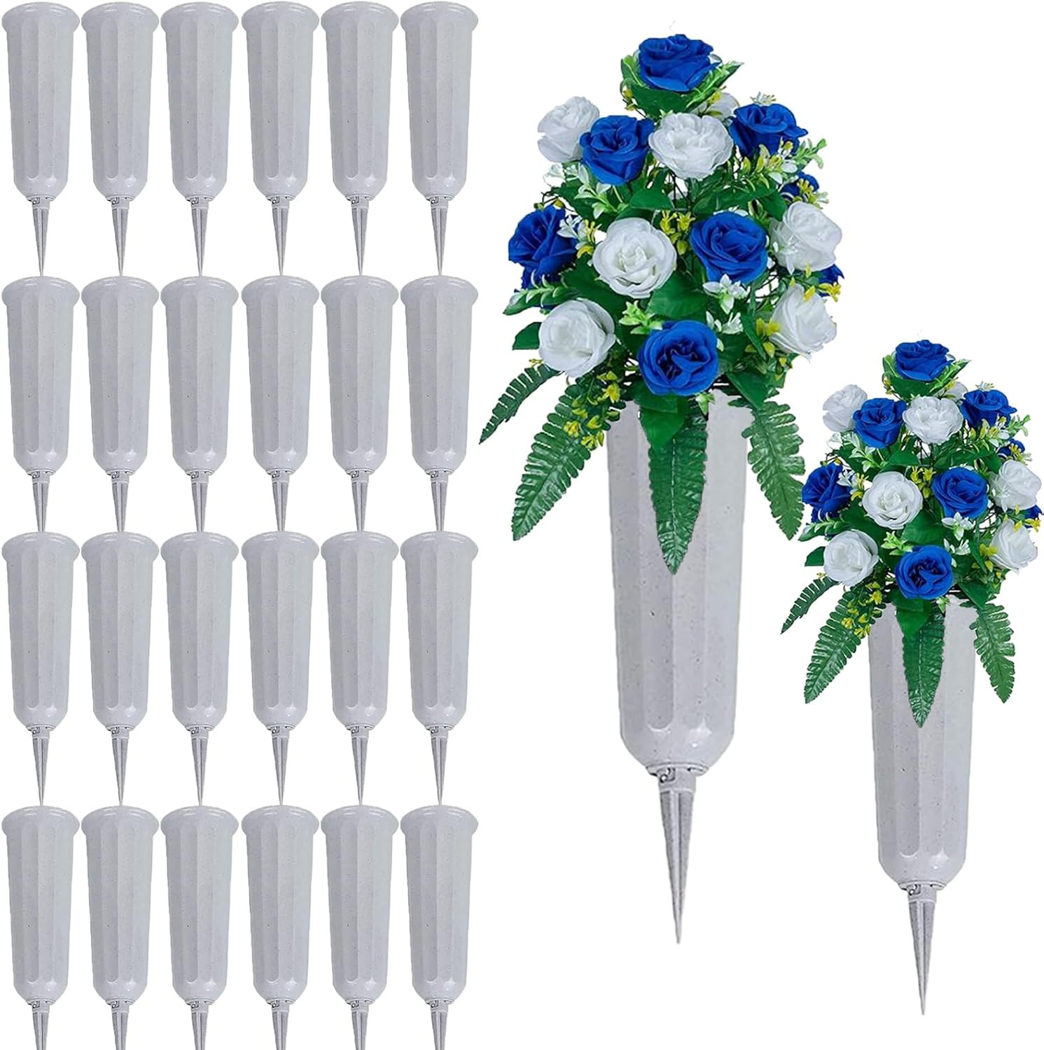 24 Pack Cemetery Vases for Grave Cemetery Vases with Spikes Flower Holder for Ce
