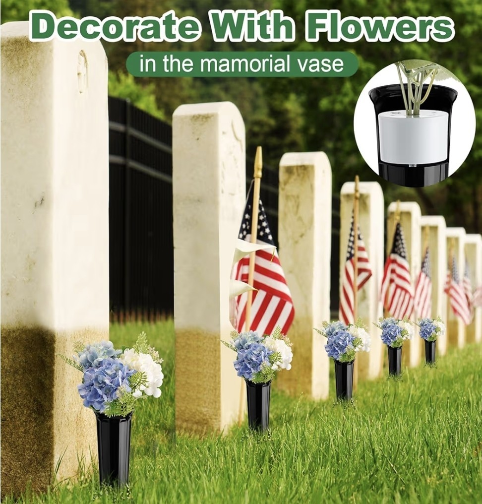 6 Pcs Cemetery Grave Vase Inserts Plastic Flowers Holder Bracket with 7 Hole…