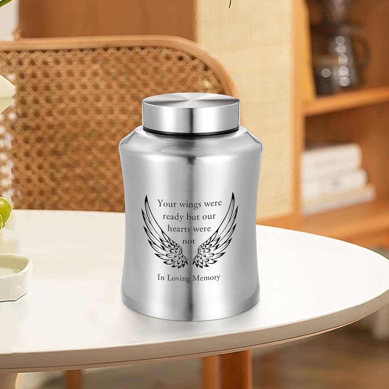 Elegant Silver Urn for Adult Ashes – Durable Stainless Steel with Velvet Bag