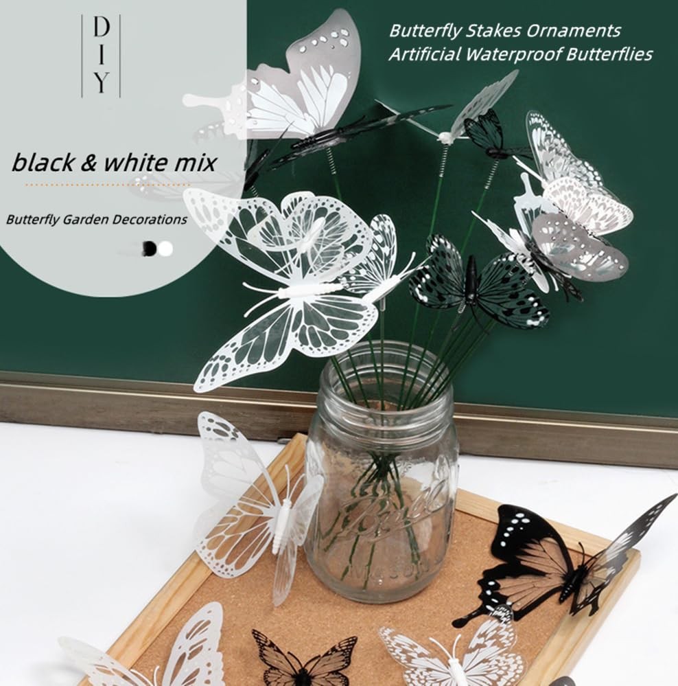 3D Butterfly Garden Stake Decor,10″ PVC Butterfly Garden Decor for Outside,Sh…