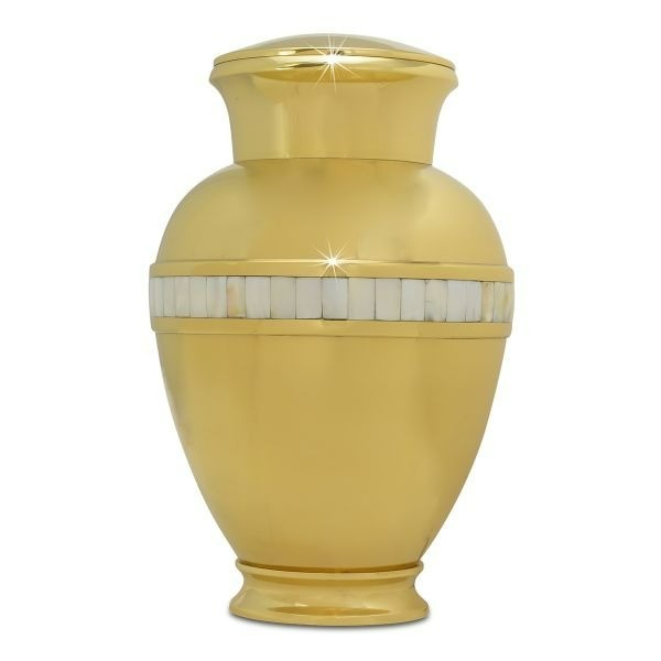 Large/Adult 220 Cubic Inch Royal Mother of Pearl Brass Funeral Cremation Urn