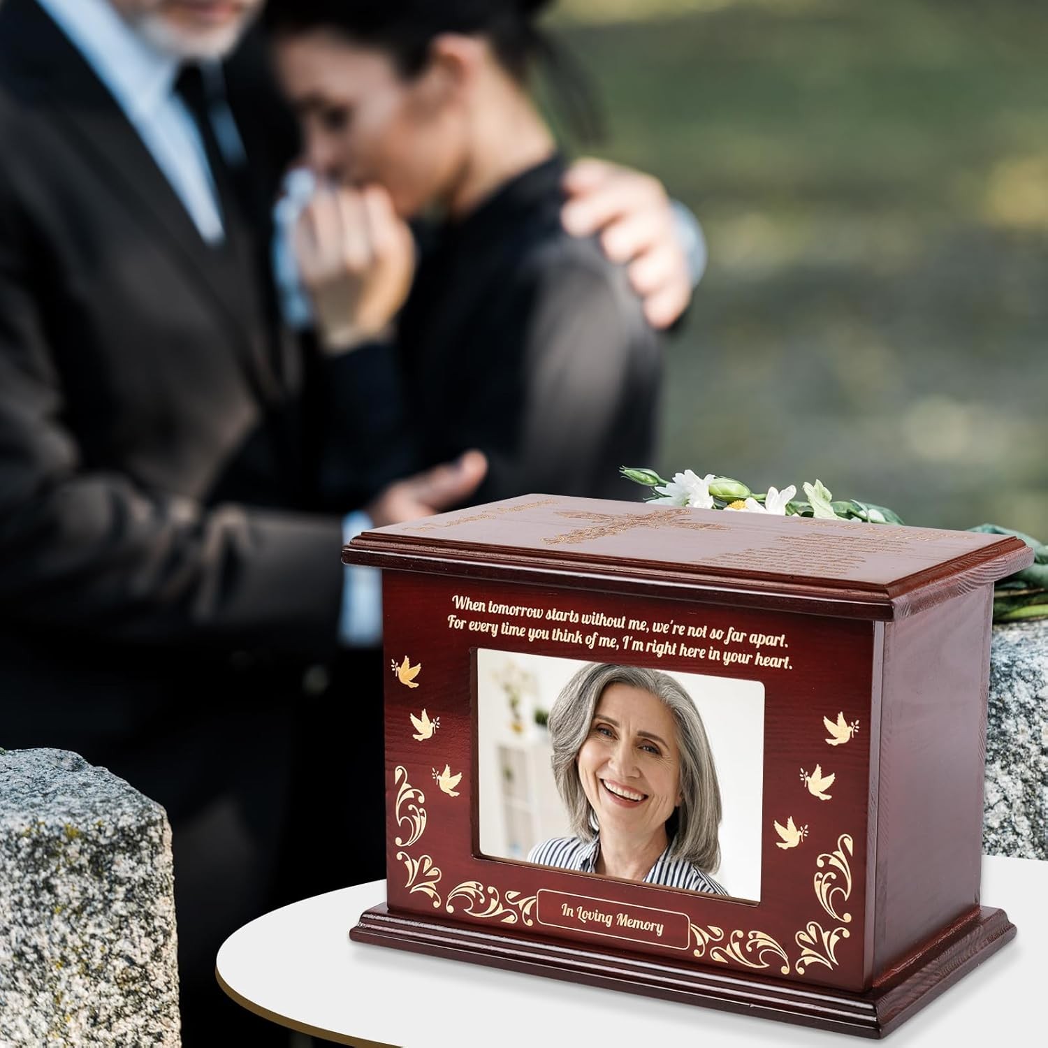 Cremation Urns for Human Ashes Adult Male or Female, Solid Walnut Adult Crematio