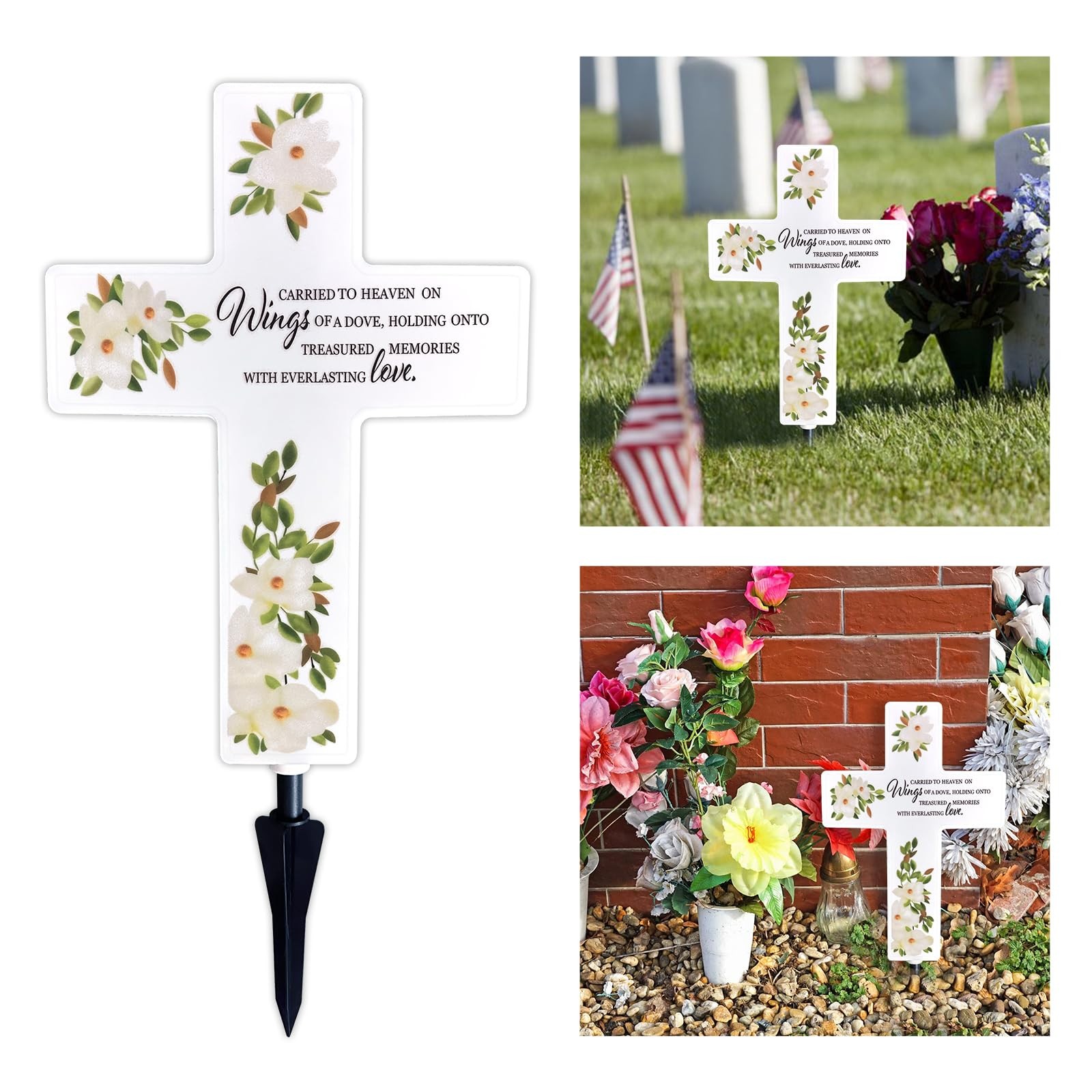 Solar Cross Light Cemetery Flower Cross Grave LED Light Outdoor Garden Memori…