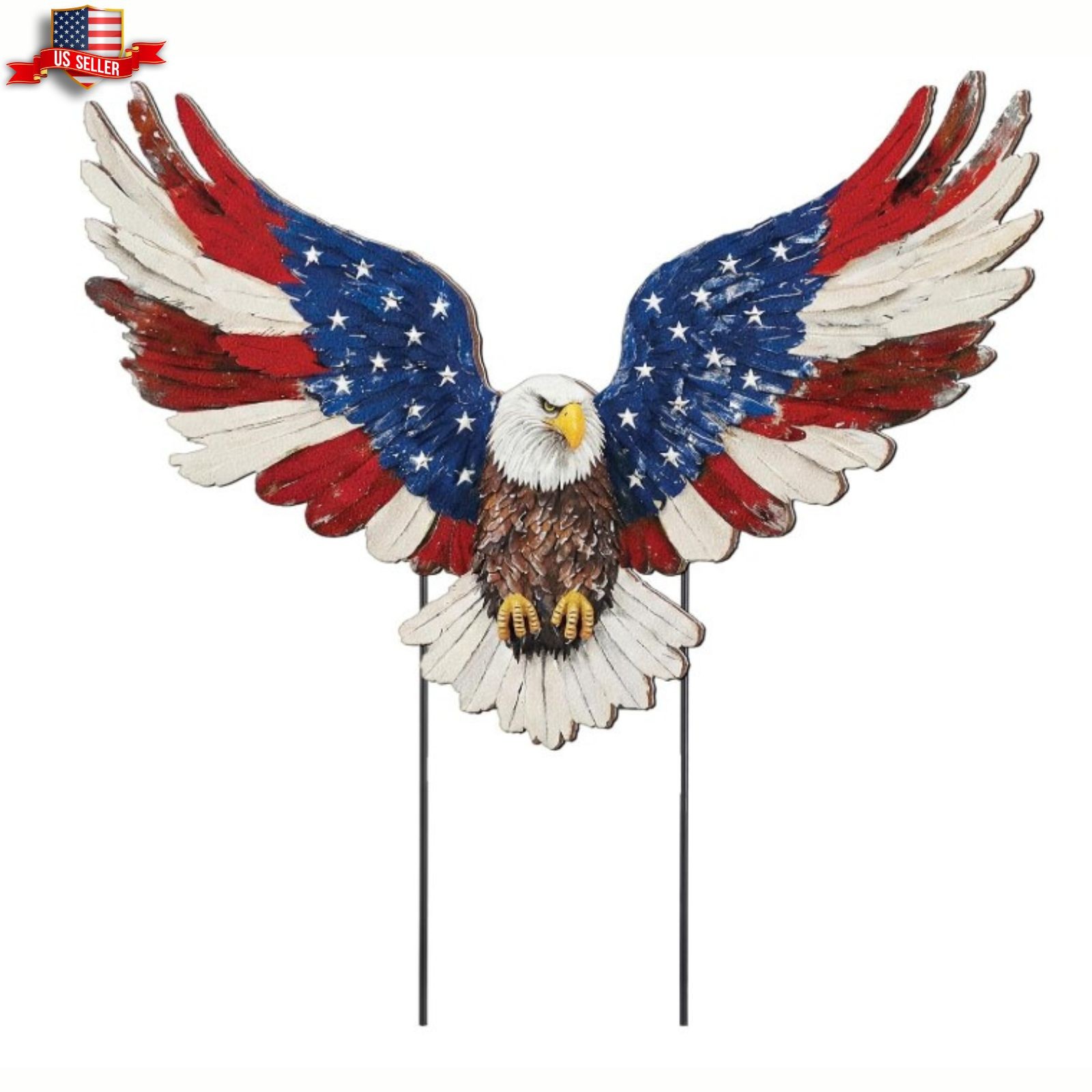 Patriotic Eagle Metal Garden Stakes for 4th of July Outdoor Decor