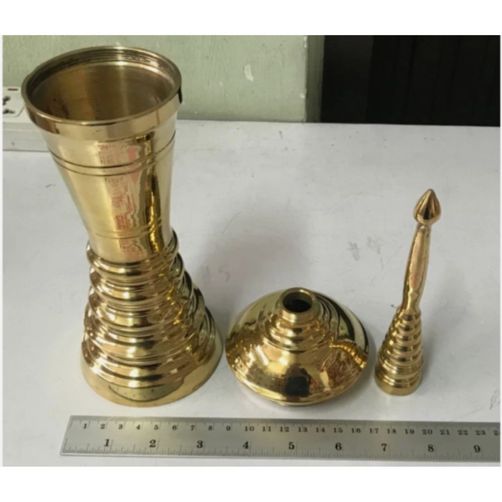 Thai Brass Urn Standing Stupa Cremation Urn Ashes Buddha Bone New 15″ Tall