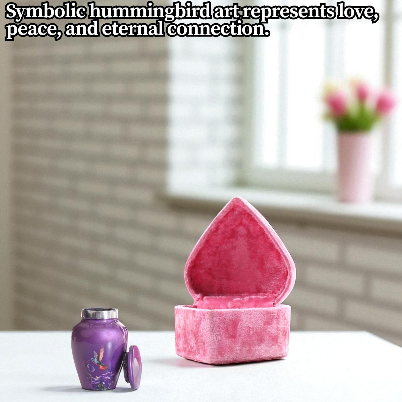 Small Hummingbird Urns for Human Ashes, Mini Keepsake Memorial Urn with Heart…