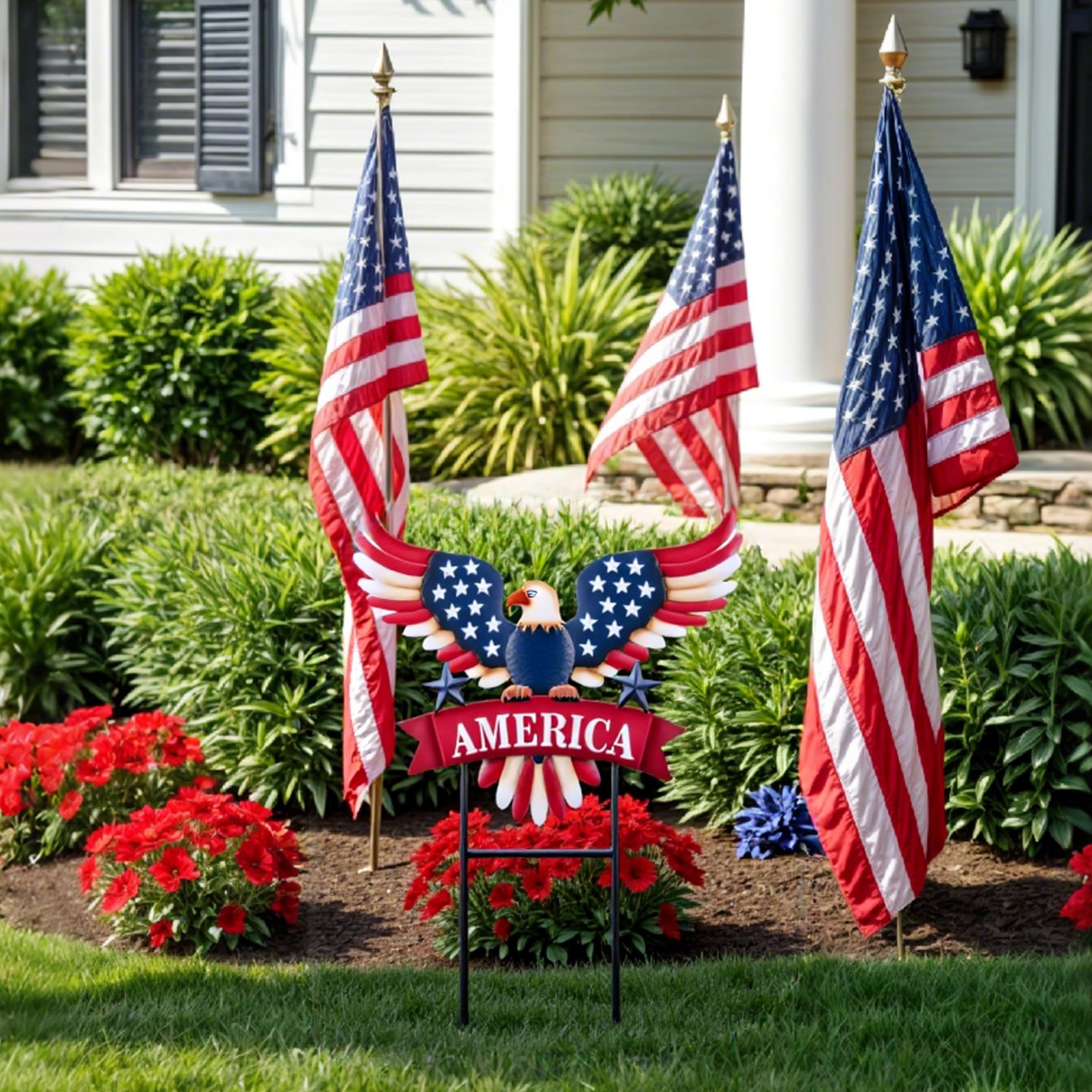 4th of July Decorations for Outdoor, Patriotic Memorial Day Garden Decor, Eag…