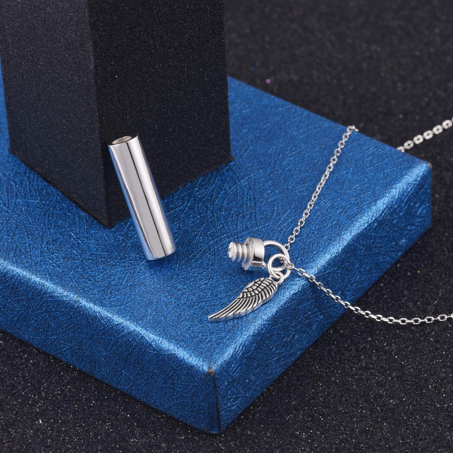 925 Sterling Silver Minimalist Urn Pendant Ash Necklace – Memorial Ashes Keepsak