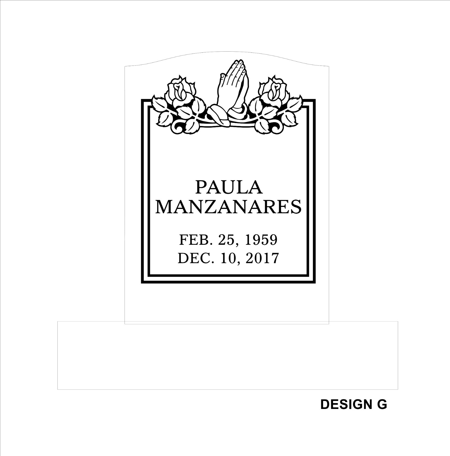 Cemetery headstone -small single- includes engraving-