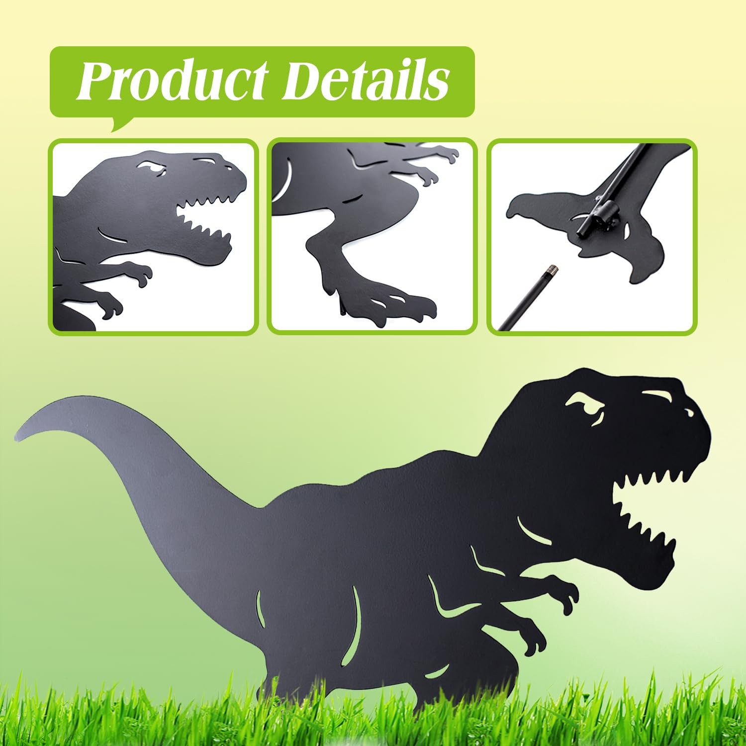 Dinosaur Metal Garden Stakes Decorative Yard Art for Outdoor Decor