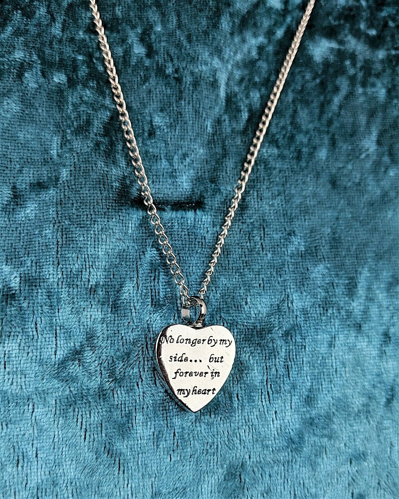 URN29 Cremation Urn Silver Heart “forever in my heart” ashes Necklace fill kit